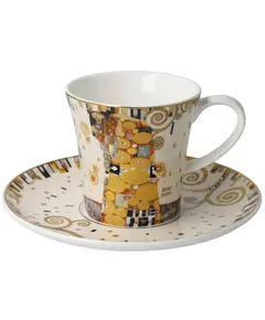 GOE-67014021 Fulfillment - Coffee Cup with Saucer 8.5 cm Artis Orbis Gustav Klimt Goebel, фото 