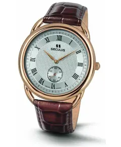 Мужские часы Seculus 4483.2.1069 pvd-r case, white dial, brown leather, фото 