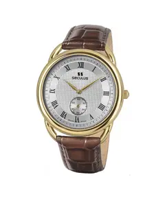 Мужские часы Seculus 4483.2.1069 pvd-y, white dial, brown leather, фото 