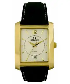Мужские часы Seculus 4419.1.505 white ap-g, pvd, black leather, фото 
