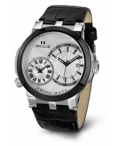 Мужские часы Seculus 4511.5.775.751 white, ss-ipb, black leather, фото 