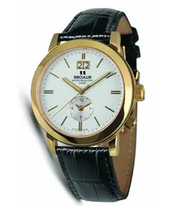 Мужские часы Seculus 9537.1.620 white, pvd, black leather, фото 