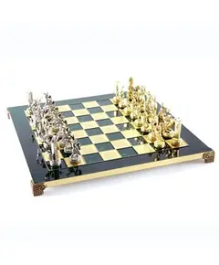 S4GRE Manopoulos Greek Mythology chess set with gold-silver chessmen/Green chessboard 36cm, фото 