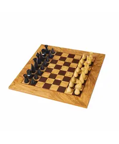 SW4040H Manopoulos Olive Burl chessboard 40cm with modern style chessmen 7.6cm in luxury wooden gift box, зображення 
