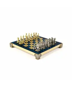 S1BLU 20х20см Manopoulos Byzantine Empire chess set with gold-silver chessmen / Blue chessboard, зображення 