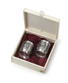 10512 Artina 2 Whisky Cups "La Paloma" 9.5 cm in wooden box, фото 