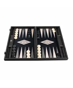 BSB1 Manopoulos Handmade Inlaid Backgammon Pearly Grey Vavona Large with side racks, фото 