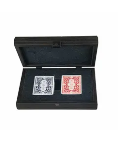 CDE10 Manopoulos Plastic coated playing cards in Dark Grey colour Leatherette wooden case, фото 
