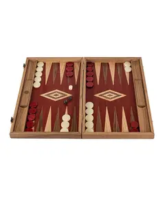 BKR1 Manopoulos Handmade American Red Walnut Inlaid Backgammon with Walnut & Oak points with Side racks 48x30, фото 