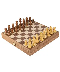 SKW4130K Manopoulos Wooden Chess set with Staunton Chessmen & Walnut Chessboard 27cm Inlaid on wooden box, фото 
