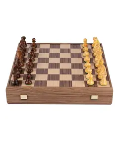 SKW43B50K Manopoulos Wooden Chess set with Staunton Chessmen & Walnut Chessboard 43cm Inlaid on wooden box, фото 