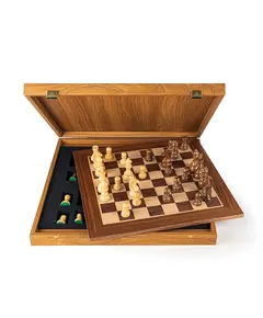 SW42B40K Manopoulos Wooden Chess set Walnut Chessboard 40cm with Staunton Chessmen, фото 