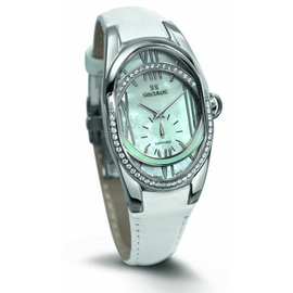 Женские часы Seculus 1668.2.1064 white, ss cz stones, white leather, фото 