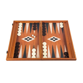 BXL1MM Manopoulos Handmade Wooden Backgammon Mahogany Replica with Walnut & Oak points with Sideracks 48x30cm, image 