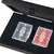 CLE10CBL Manopoulos Plastic coated playing cards in Dark Grey Leather Croc tote  wooden case 24x17cm, фото 3
