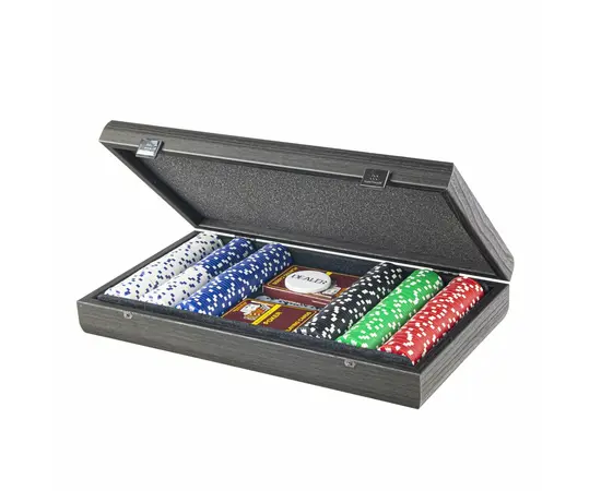 PXL10.300 Manopoulos Poker set (300pcs of 11,50gr & 2*playing cards) in Black wooden replica case, фото 3
