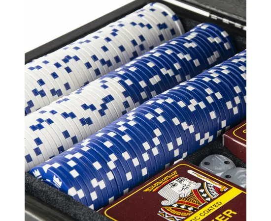 PXL10.300 Manopoulos Poker set (300pcs of 11,50gr & 2*playing cards) in Black wooden replica case, фото 5