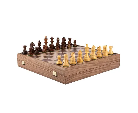 SKW43B50K Manopoulos Wooden Chess set with Staunton Chessmen & Walnut Chessboard 43cm Inlaid on wooden box, фото 2
