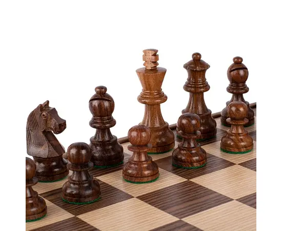 SKW4130K Manopoulos Wooden Chess set with Staunton Chessmen & Walnut Chessboard 27cm Inlaid on wooden box, зображення 5