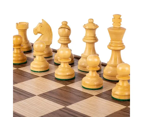 SKW4130K Manopoulos Wooden Chess set with Staunton Chessmen & Walnut Chessboard 27cm Inlaid on wooden box, зображення 6