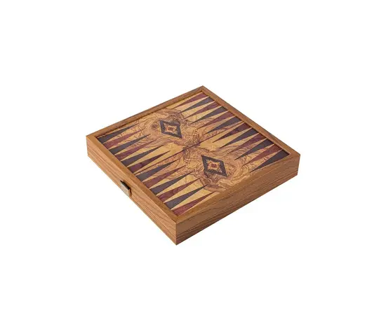 STP28P Manopoulos Chess/Backgammon - Olive Burl design in Walnut replica wooden case, фото 5
