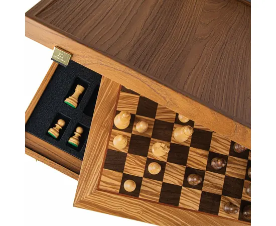 SW42B40H Wooden Chess set Olive Burl Chessboard 40cm with Staunton Chessmen, фото 8