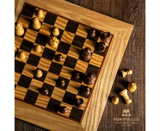SW42B40H Wooden Chess set Olive Burl Chessboard 40cm with Staunton Chessmen, фото 10