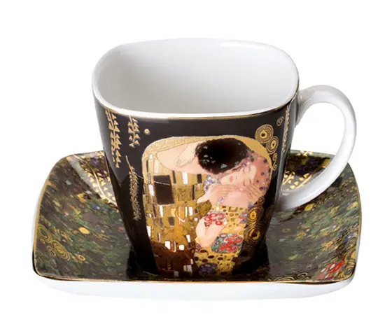 GOE-66884727 Espresso Cup with Saucer The Kiss by Gustav Klimt Goebel, фото 