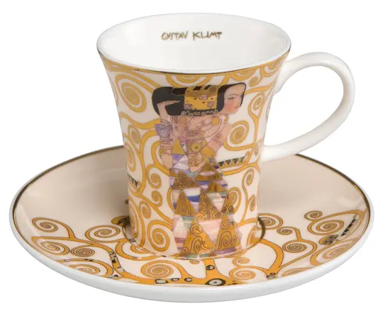 GOE-67011621 Expectation – Espresso Cup with Saucer 8 cm 0.10 l Artis Orbis Gustav Klimt Goebel, фото 