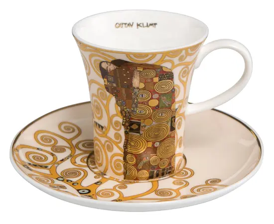 GOE-67011671 Fulfilment – Espresso Cup with Saucer 8 cm 0.10 l Artis Orbis Gustav Klimt Goebel, фото 