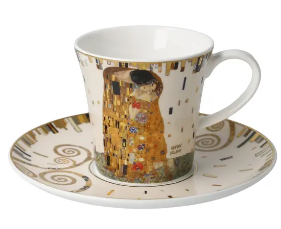 GOE-67014011 The Kiss - Coffee Cup with Saucer 8.5 cm Artis Orbis Gustav Klimt Goebel, фото 