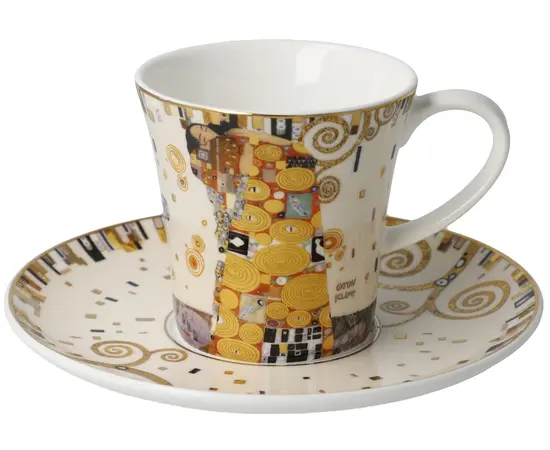 GOE-67014021 Fulfillment - Coffee Cup with Saucer 8.5 cm Artis Orbis Gustav Klimt Goebel, фото 