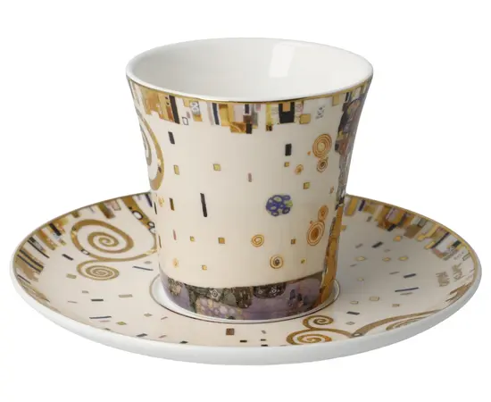 GOE-67014021 Fulfillment - Coffee Cup with Saucer 8.5 cm Artis Orbis Gustav Klimt Goebel, фото 4