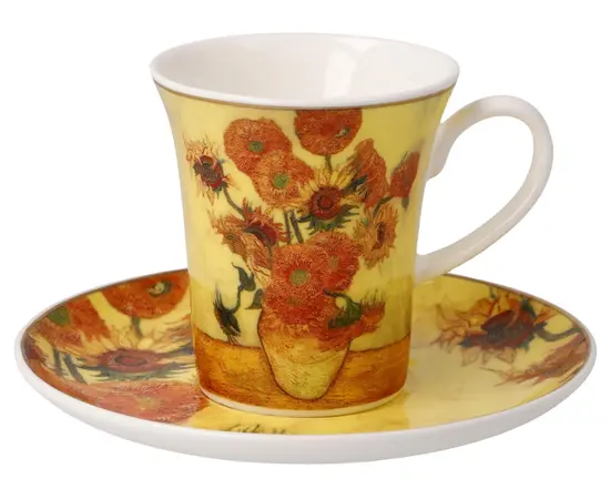 GOE-67062321 Espresso Cup with Saucer Vincent van Gogh Sunflowers - Artis Orbis Goebel, фото 