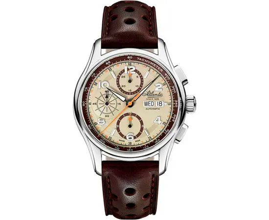 Мужские часы Atlantic Worldmaster Prestige Valjoux Chronograph 55853.41.95 + дорожный футляр, фото 