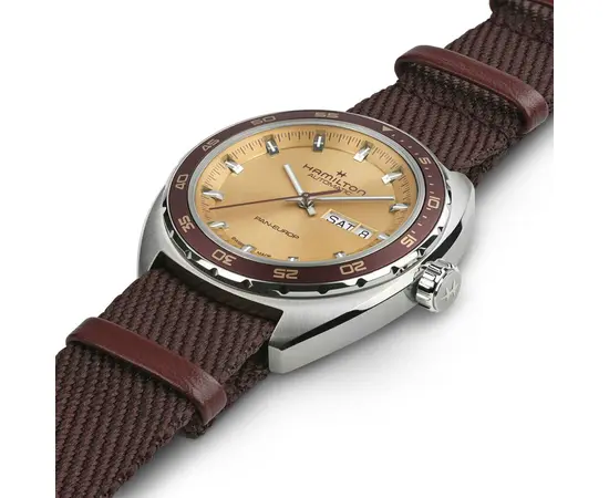 Мужские часы Hamilton American Classic Pan Europ Day Date Auto H35435820 + ремешок, фото 4