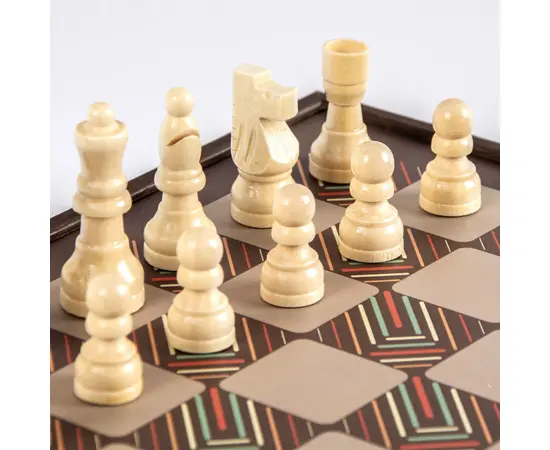 CBLS34BRO Manopoulos Chess/Backgammon/Ludo/Snakes - Vintage - Wenge Replica Wooden Case, фото 5