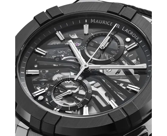 Чоловічий Годинник Maurice Lacroix AIKONIC Automatic Chronograph Skeleton AC8018-SSL20-030-4, зображення 6