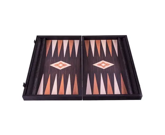 BXL1VV Manopoulos Handmade Wooden Backgammon Wenge Replica with Walnut & Oak points with Sideracks 48x30cm, фото 3