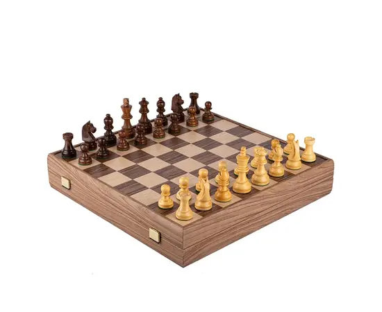 SKW43B50K Manopoulos Wooden Chess set with Staunton Chessmen & Walnut Chessboard 43cm Inlaid on wooden box, зображення 7