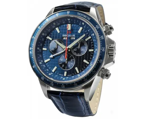 Мужские часы Seculus 9531.2.504 blue. ss. blue leather, фото 
