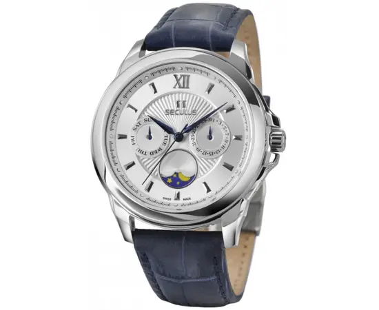Мужские часы Seculus 1004G.4.706 white, ss, blue leather, фото 
