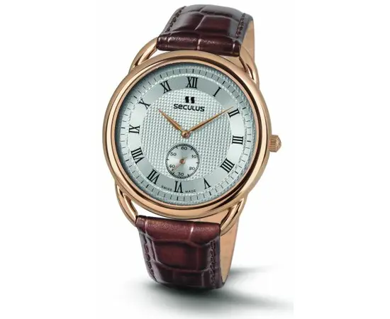 Мужские часы Seculus 4483.2.1069 pvd-r case, white dial, brown leather, фото 