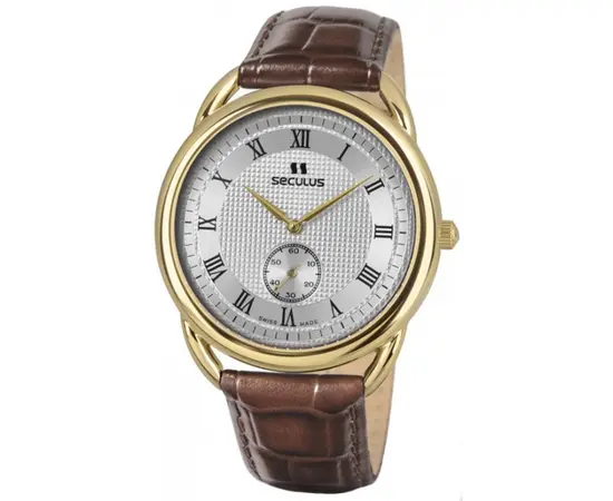 Мужские часы Seculus 4483.2.1069 pvd-y, white dial, brown leather, фото 