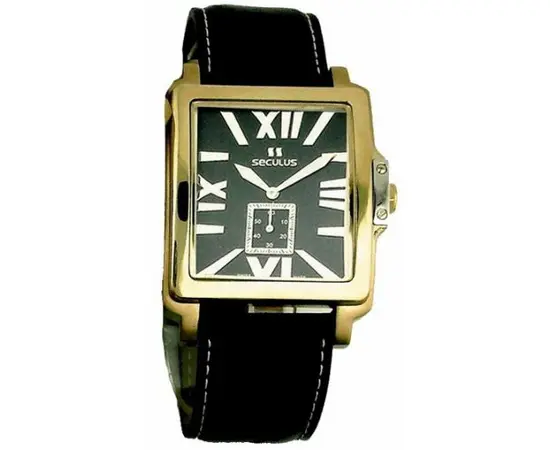 Мужские часы Seculus 4492.1.1069 black-gilt, pvd, black leather, фото 