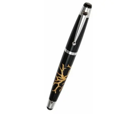 COR.06 RB black resin gold powder inserted in barrel rhodinated   Ручка Роллер Signum, фото 