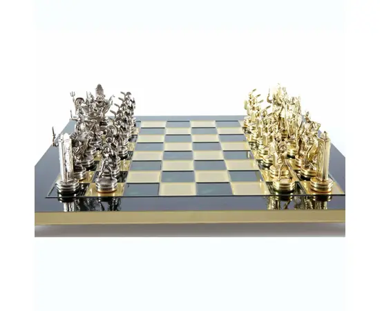 S4GRE Manopoulos Greek Mythology chess set with gold-silver chessmen/Green chessboard 36cm, фото 5