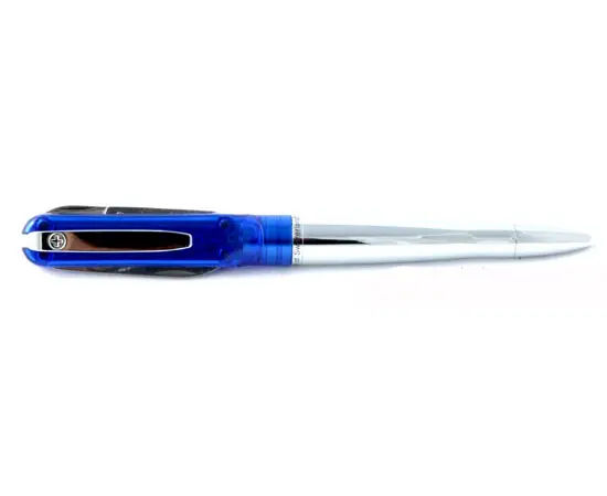 SP103 Ручка - нож с фонариком, стальная с синим Wagner of Switzerland, фото 