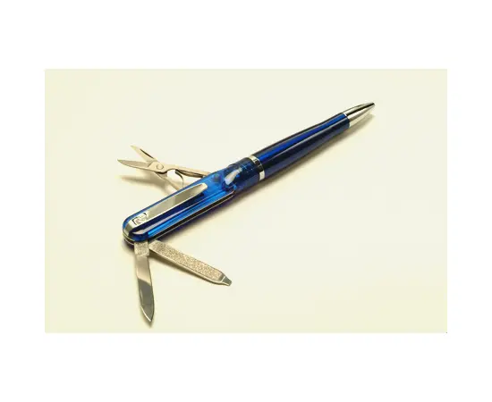 SP141 Ручка - нож с фонариком, синяя Wagner of Switzerland, фото 
