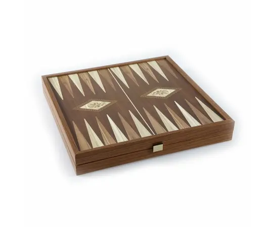 STP36E Manopoulos Backgammon & Chess Olive branch design in Walnut replica wood case 41x41cm, зображення 5